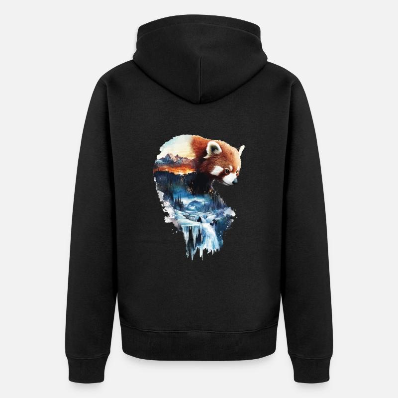 Roter Panda - Unisex Premium Bio Zip Hoodie - Schwarz
