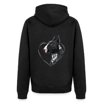 Bullterrier - Unisex Premium Bio Zip Hoodie - Schwarz - Hinten - Nico (187cm)