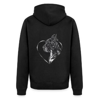 Deutsche Dogge - Unisex Premium Bio Zip Hoodie - Schwarz - Hinten - Nico (187cm)