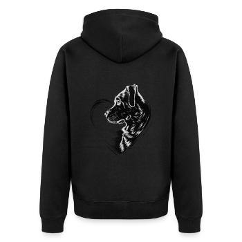 Labrador Retriever - Unisex Premium Bio Zip Hoodie - Schwarz - Hinten - Nico (187cm)