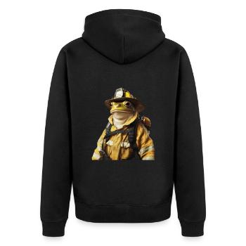 Frosch - Unisex Premium Bio Zip Hoodie - Schwarz - Hinten - Nico (187cm)