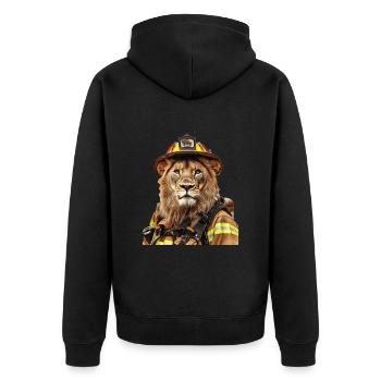 Löwe - Unisex Premium Bio Zip Hoodie - Schwarz - Hinten - Nico (187cm)