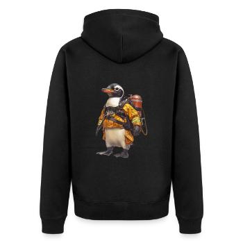 Pinguin - Unisex Premium Bio Zip Hoodie - Schwarz - Hinten - Nico (187cm)