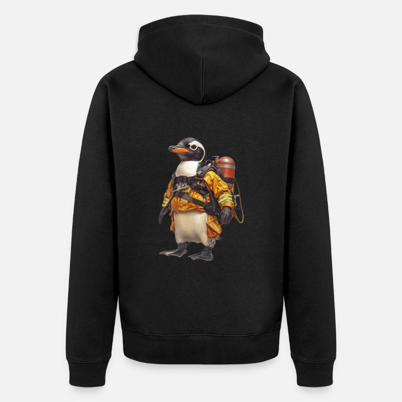 Pinguin - Unisex Premium Bio Zip Hoodie - Schwarz