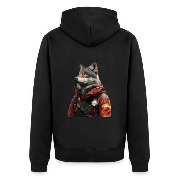 Wolf - Unisex Premium Bio Zip Hoodie - Schwarz - Hinten - Nico (187cm)