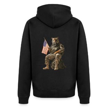Tiger - Unisex Premium Bio Zip Hoodie - Schwarz - Hinten - Nico (187cm)