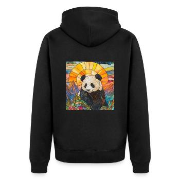 Panda - Unisex Premium Bio Zip Hoodie - Schwarz - Hinten - Nico (187cm)