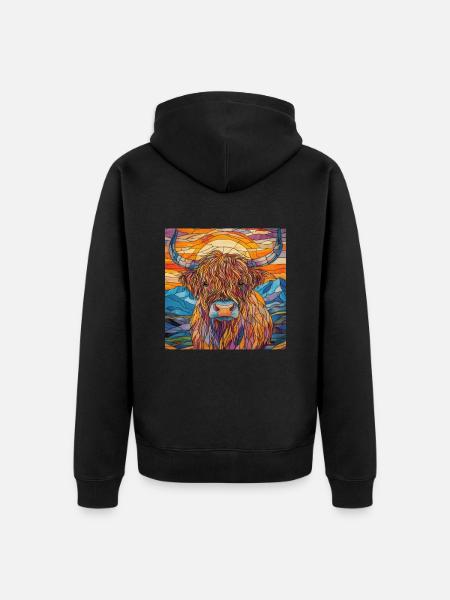 Hochlandrind - Unisex Premium Bio Zip Hoodie - Schwarz