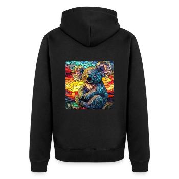 Koala - Unisex Premium Bio Zip Hoodie - Schwarz - Hinten - Nico (187cm)