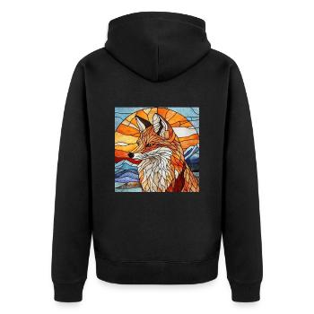 Fuchs - Unisex Premium Bio Zip Hoodie - Schwarz - Hinten - Nico (187cm)
