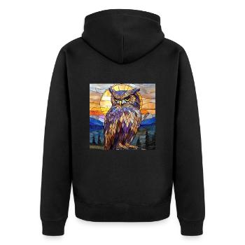 Eule - Unisex Premium Bio Zip Hoodie - Schwarz - Hinten - Nico (187cm)