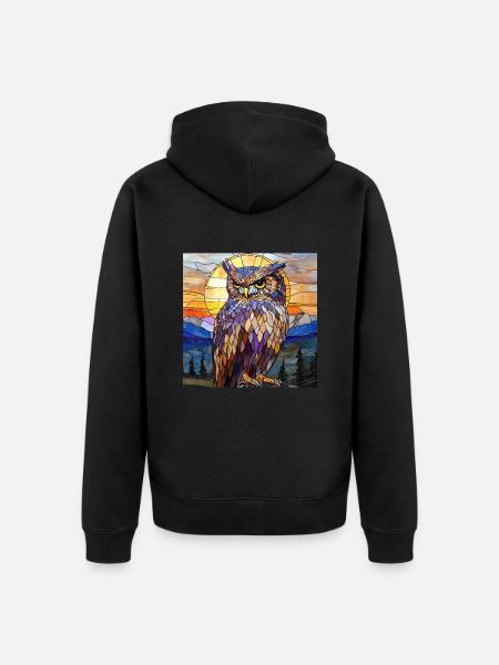 Eule - Unisex Premium Bio Zip Hoodie - Schwarz