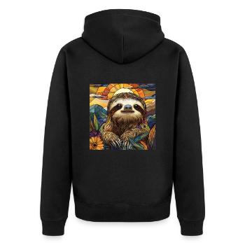 Faultier - Unisex Premium Bio Zip Hoodie - Schwarz - Hinten - Nico (187cm)