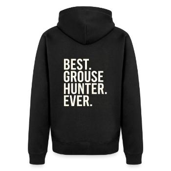 Auerhahn - Unisex Premium Bio Zip Hoodie - Schwarz - Hinten - Nico (187cm)