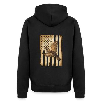 Auerhahn - Unisex Premium Bio Zip Hoodie - Schwarz - Hinten - Nico (187cm)