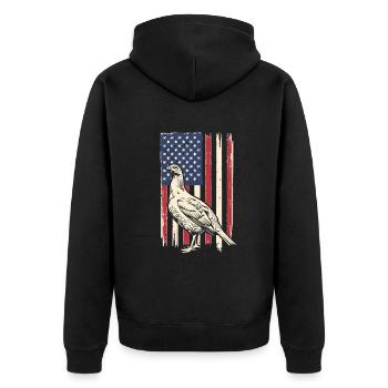 Auerhahn - Unisex Premium Bio Zip Hoodie - Schwarz - Hinten - Nico (187cm)