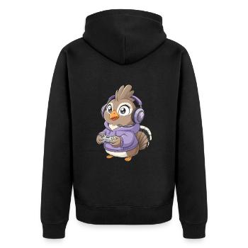 Auerhahn - Unisex Premium Bio Zip Hoodie - Schwarz - Hinten - Nico (187cm)