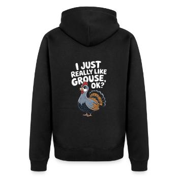 Auerhahn - Unisex Premium Bio Zip Hoodie - Schwarz - Hinten - Nico (187cm)