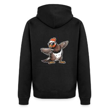 Auerhahn - Unisex Premium Bio Zip Hoodie - Schwarz - Hinten - Nico (187cm)
