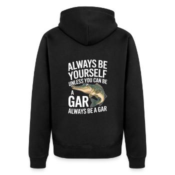Gar - Unisex Premium Bio Zip Hoodie - Schwarz - Hinten - Nico (187cm)