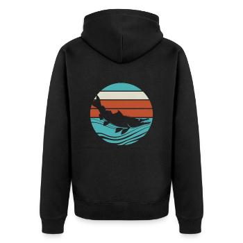 Gar - Unisex Premium Bio Zip Hoodie - Schwarz - Hinten - Nico (187cm)