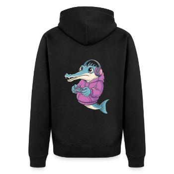 Gar - Unisex Premium Bio Zip Hoodie - Schwarz - Hinten - Nico (187cm)