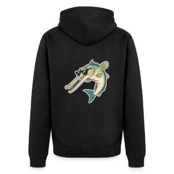 Gar - Unisex Premium Bio Zip Hoodie - Schwarz - Hinten - Nico (187cm)