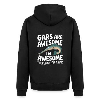 Gar - Unisex Premium Bio Zip Hoodie - Schwarz - Hinten - Nico (187cm)