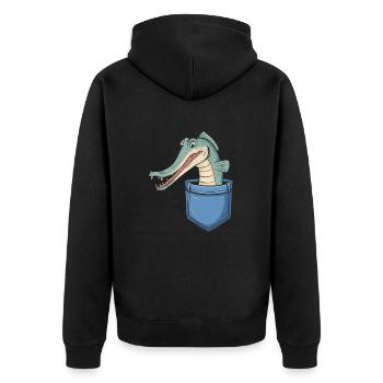 Gar - Unisex Premium Bio Zip Hoodie - Schwarz - Hinten - Nico (187cm)