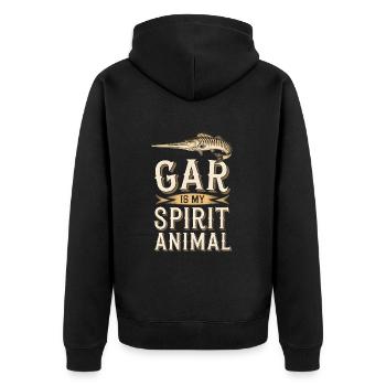 Gar - Unisex Premium Bio Zip Hoodie - Schwarz - Hinten - Nico (187cm)