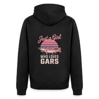 Gar - Unisex Premium Bio Zip Hoodie - Schwarz - Hinten - Nico (187cm)