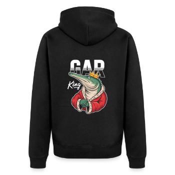 Gar - Unisex Premium Bio Zip Hoodie - Schwarz - Hinten - Nico (187cm)