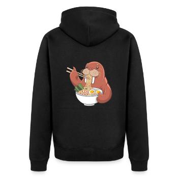 Walross - Unisex Premium Bio Zip Hoodie - Schwarz - Hinten - Nico (187cm)