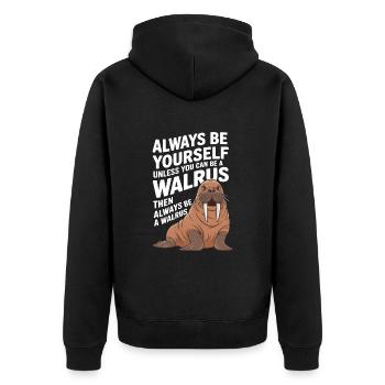 Walross - Unisex Premium Bio Zip Hoodie - Schwarz - Hinten - Nico (187cm)