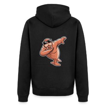 Walross - Unisex Premium Bio Zip Hoodie - Schwarz - Hinten - Nico (187cm)