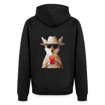 Kojote - Unisex Premium Bio Zip Hoodie - Schwarz - Hinten - Nico (187cm)