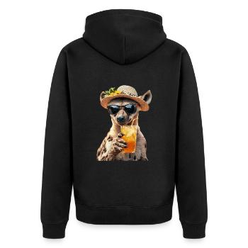 Hyäne - Unisex Premium Bio Zip Hoodie - Schwarz - Hinten - Nico (187cm)