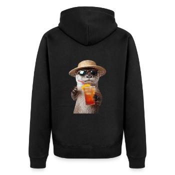 Otter - Unisex Premium Bio Zip Hoodie - Schwarz - Hinten - Nico (187cm)