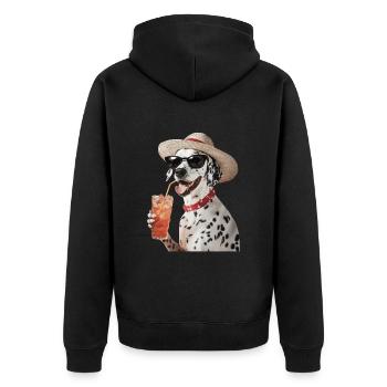Dalmatiner - Unisex Premium Bio Zip Hoodie - Schwarz - Hinten - Nico (187cm)