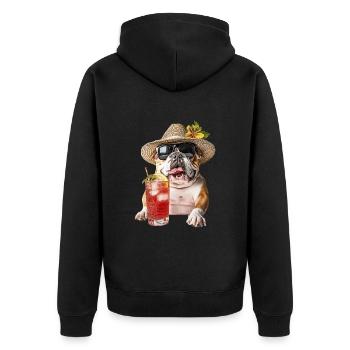 Bulldogge - Unisex Premium Bio Zip Hoodie - Schwarz - Hinten - Nico (187cm)