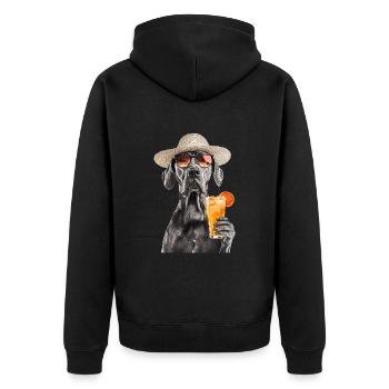 Deutsche Dogge - Unisex Premium Bio Zip Hoodie - Schwarz - Hinten - Nico (187cm)