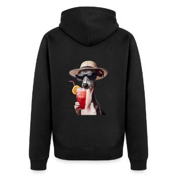 Windhund - Unisex Premium Bio Zip Hoodie - Schwarz - Hinten - Nico (187cm)