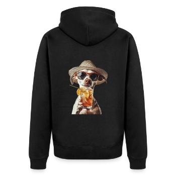 Whippet - Unisex Premium Bio Zip Hoodie - Schwarz - Hinten - Nico (187cm)