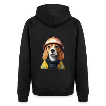 Beagle - Unisex Premium Bio Zip Hoodie - Schwarz - Hinten - Nico (187cm)