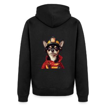 Chihuahua - Unisex Premium Bio Zip Hoodie - Schwarz - Hinten - Nico (187cm)