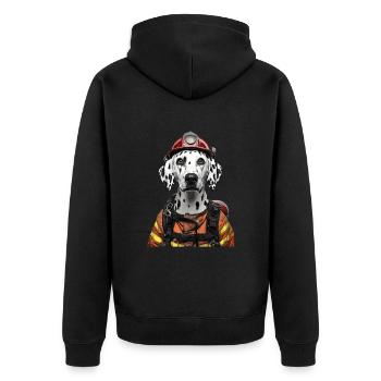 Dalmatiner - Unisex Premium Bio Zip Hoodie - Schwarz - Hinten - Nico (187cm)
