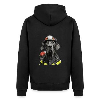 Deutsche Dogge - Unisex Premium Bio Zip Hoodie - Schwarz - Hinten - Nico (187cm)