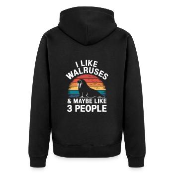 Walross - Unisex Premium Bio Zip Hoodie - Schwarz - Hinten - Nico (187cm)