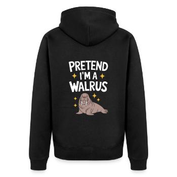 Walross - Unisex Premium Bio Zip Hoodie - Schwarz - Hinten - Nico (187cm)