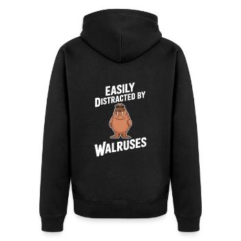 Walross - Unisex Premium Bio Zip Hoodie - Schwarz - Hinten - Nico (187cm)